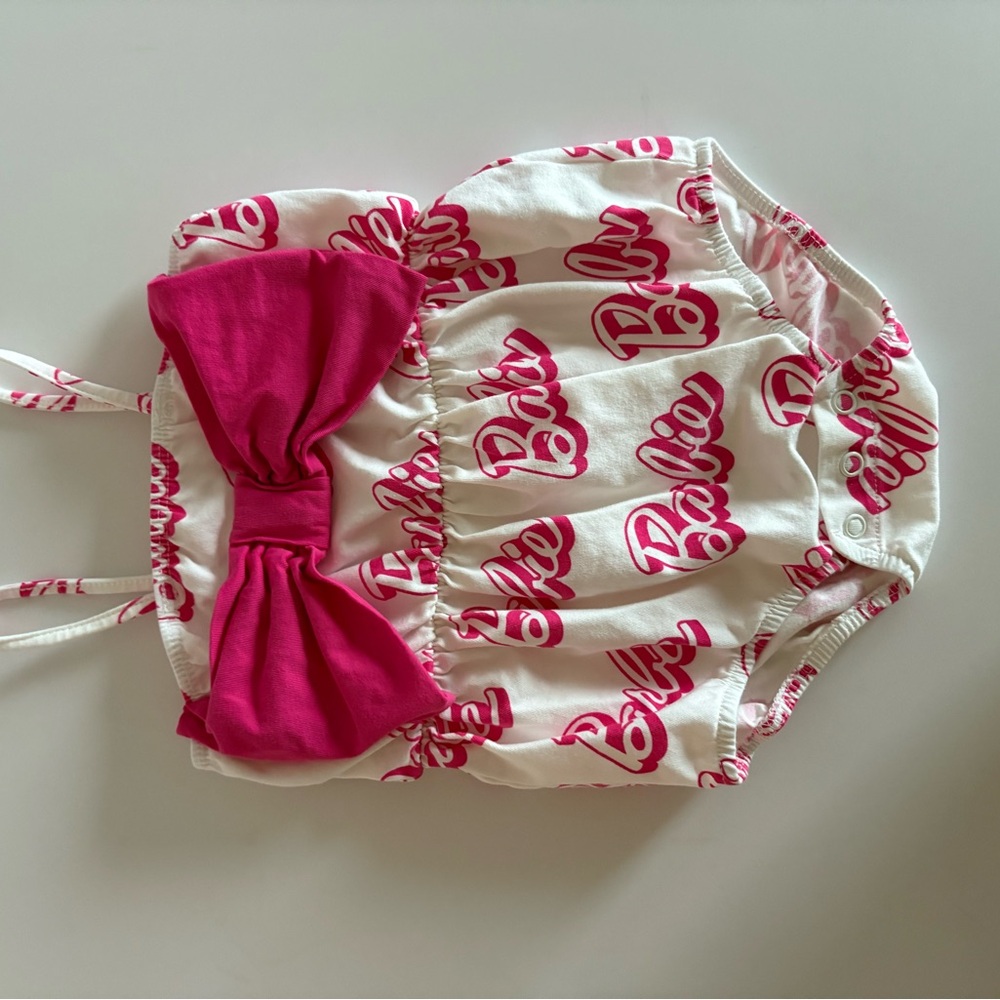 Barbie Pink and White Kids Romper